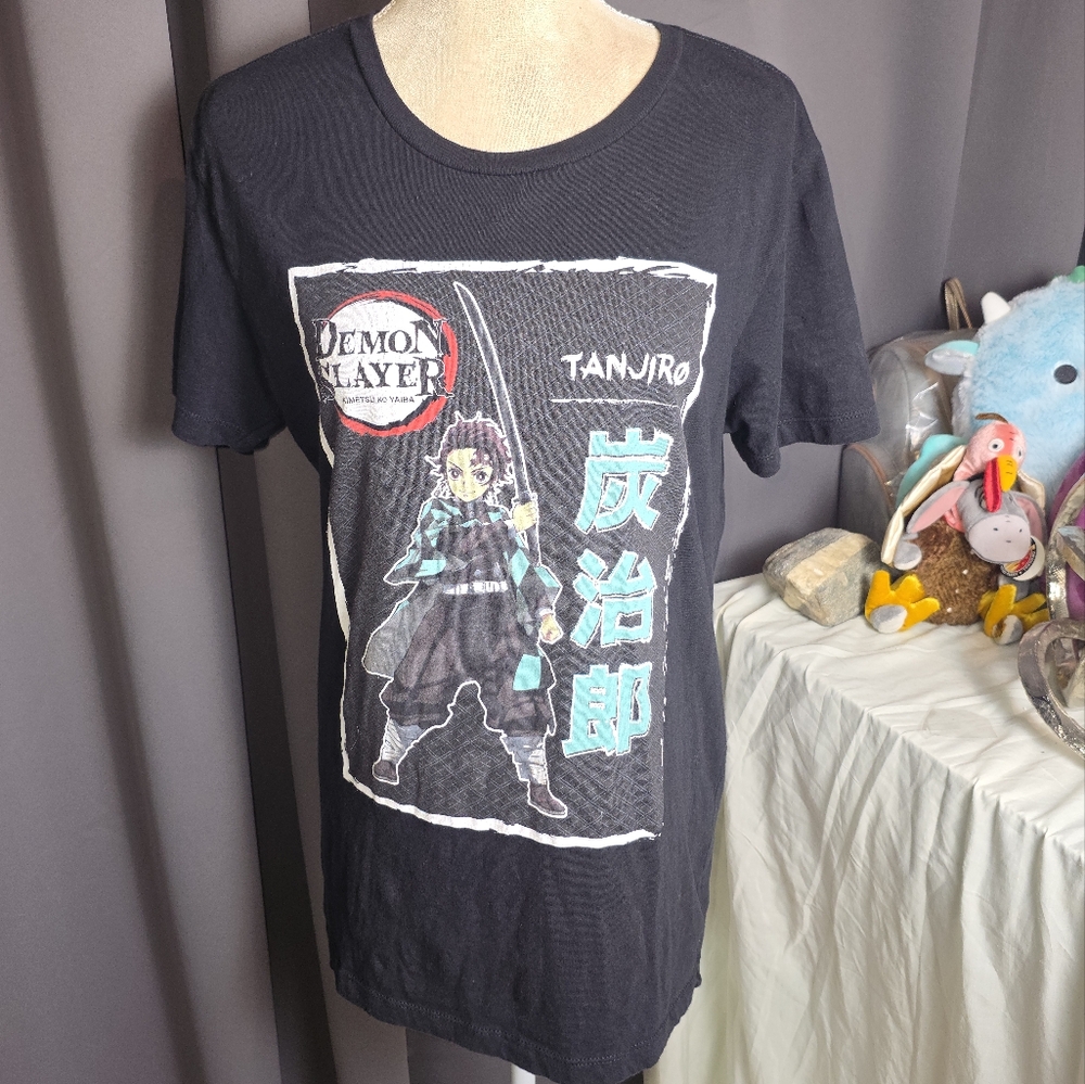 Demon Slayer Tanjiro Anime Graphic Tee Black Men’s M Licensed T-Shirt Cosplay
